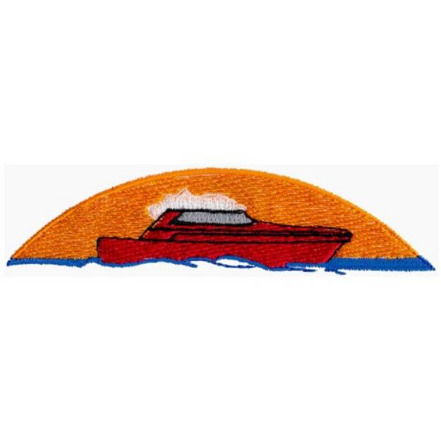 Picture of Boat in Sunset Machine Embroidery Design
