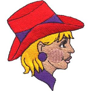 Picture of Gal with Hat Machine Embroidery Design