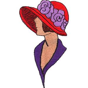Picture of Lady in Hat Machine Embroidery Design