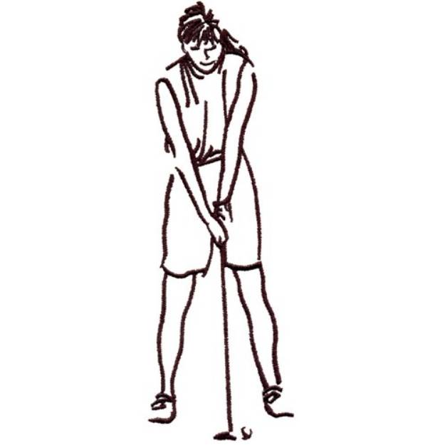 Picture of Woman Golfer Outline Machine Embroidery Design