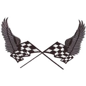 Picture of Racing Flag Wings Machine Embroidery Design