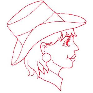 Picture of Lady Redwork Machine Embroidery Design