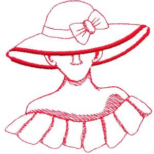 Picture of Lady redwork Machine Embroidery Design