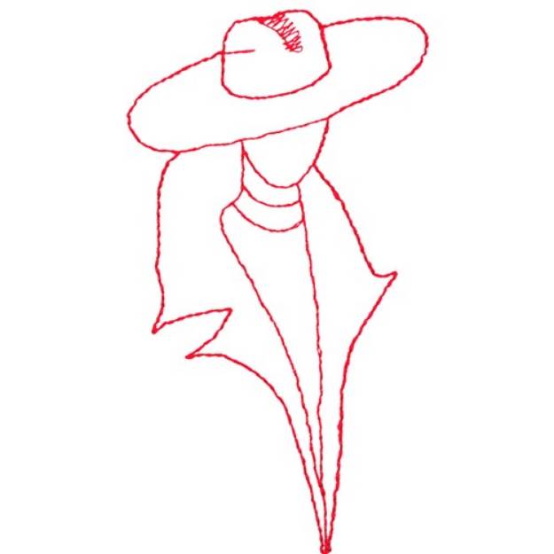 Picture of Lady redwork Machine Embroidery Design