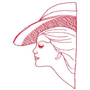 Picture of Lady Redwork Machine Embroidery Design