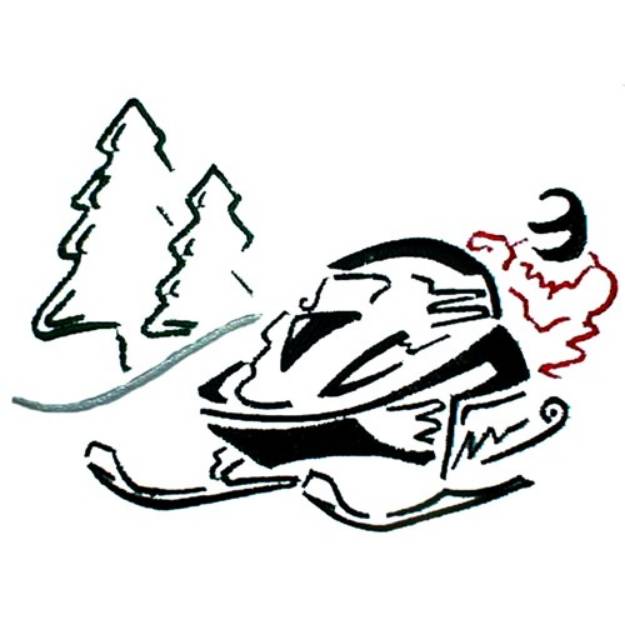 Picture of Snowmobiler Pine Trees Machine Embroidery Design