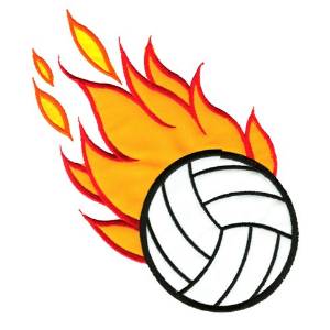 Picture of Flaming Volleyball Appliqué Machine Embroidery Design