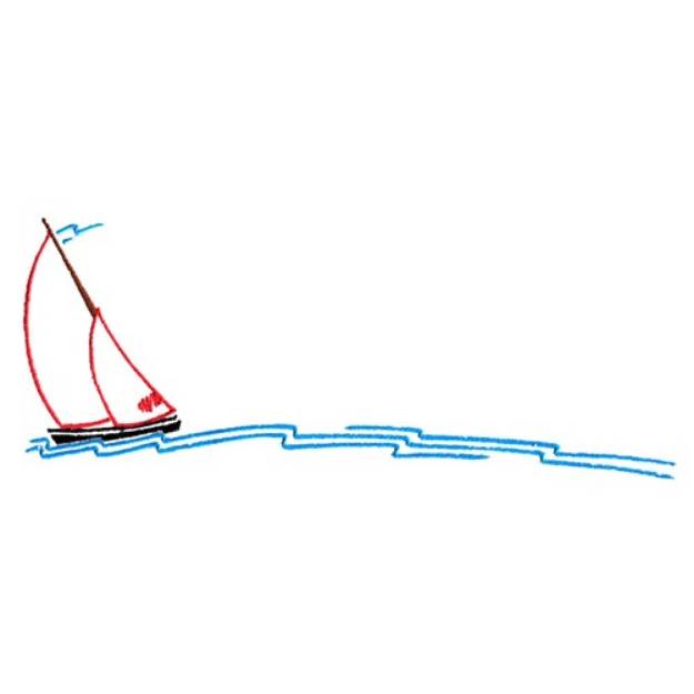 Picture of Sailboat on Water Machine Embroidery Design