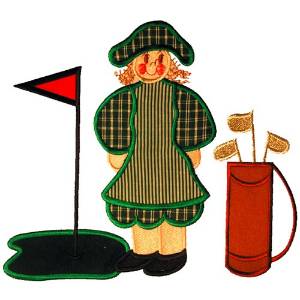 Picture of Lady Golfer Applique Machine Embroidery Design