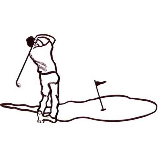 Picture of Golfer Swinging Machine Embroidery Design