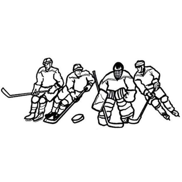 Picture of Four Hockey Players Machine Embroidery Design