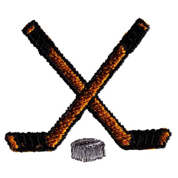 Picture of Hockey Sticks and Puck Machine Embroidery Design