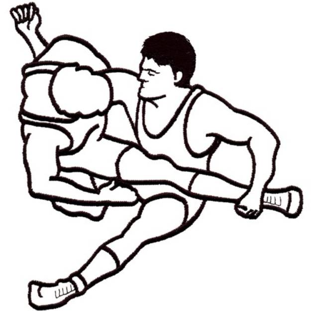 Picture of Wrestling Outline Machine Embroidery Design