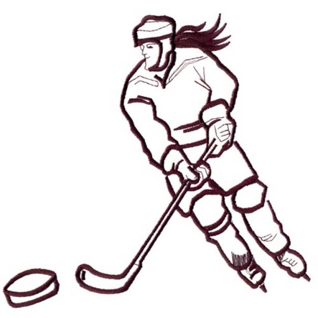 Picture of Girl Hockey Player Machine Embroidery Design