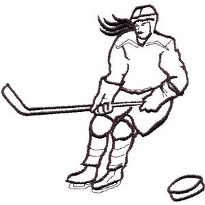 Picture of Female Hockey Player Machine Embroidery Design