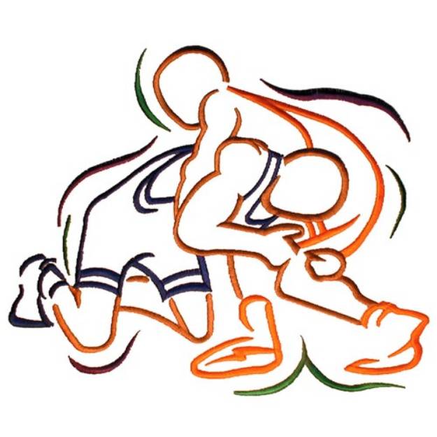 Picture of Wrestlers Outline Machine Embroidery Design