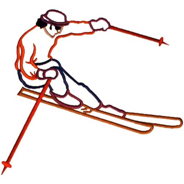 Picture of Skier Outline Machine Embroidery Design