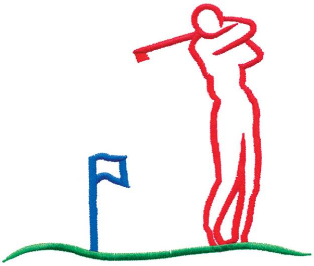 Picture of Golfer Outline Machine Embroidery Design