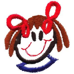 Picture of Girl in Dress Face Machine Embroidery Design