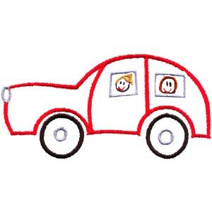 Picture of Car with Childern Machine Embroidery Design