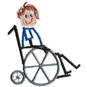 Picture of Stick Wheelchair Kid Machine Embroidery Design