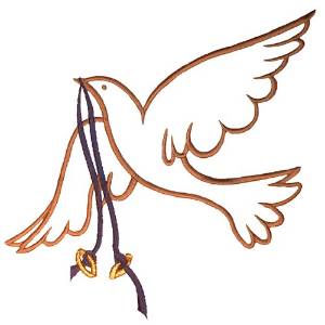 Picture of Dove Outline with Rings Machine Embroidery Design