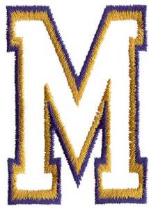 Picture of Two Color Athletic M Machine Embroidery Design