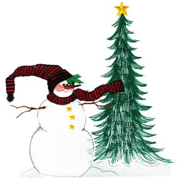 Picture of Snowman Xmas Tree Machine Embroidery Design