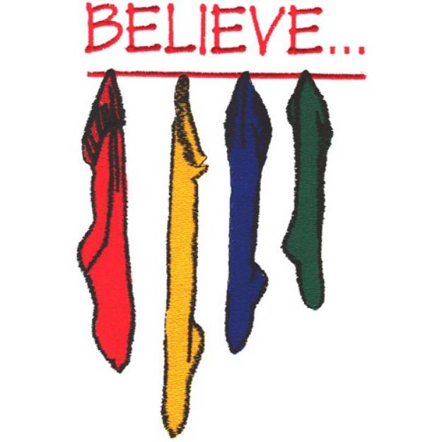 Picture of BELIEVE Stockings Machine Embroidery Design