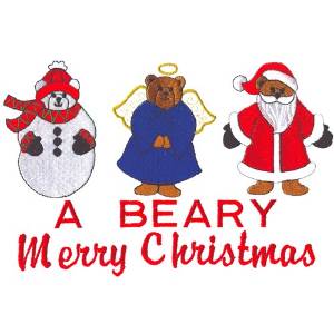 Picture of Beary Merry Christmas Machine Embroidery Design
