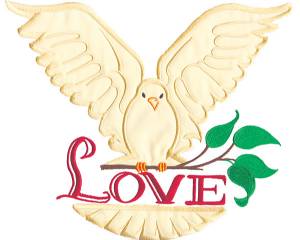 Picture of Love Dove Appliqué Machine Embroidery Design