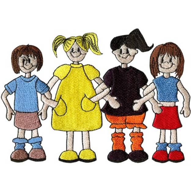 Picture of Four Girlfriends Machine Embroidery Design