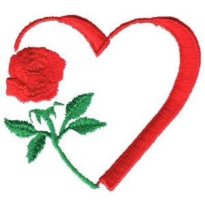 Picture of Heart & Rose Machine Embroidery Design