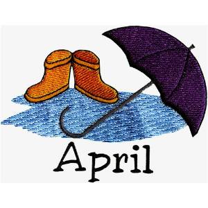 Picture of Umbrella with Boots Machine Embroidery Design