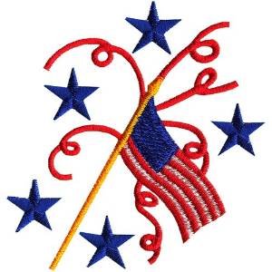 Picture of July 4th Flag Machine Embroidery Design