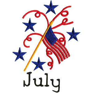 Picture of July 4th Flag Machine Embroidery Design