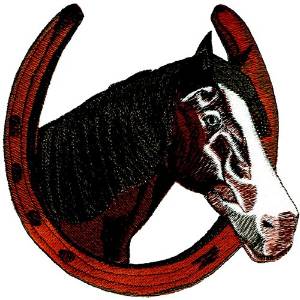 Picture of Horse with horseshoe Machine Embroidery Design