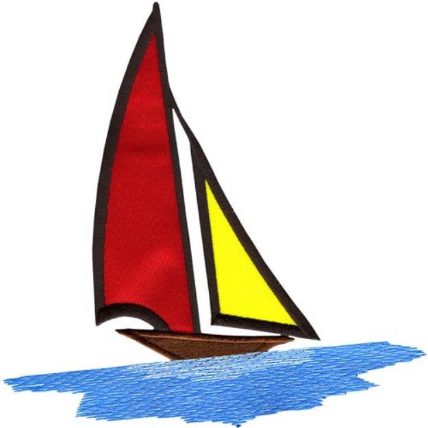Picture of Applique Sailboat Machine Embroidery Design