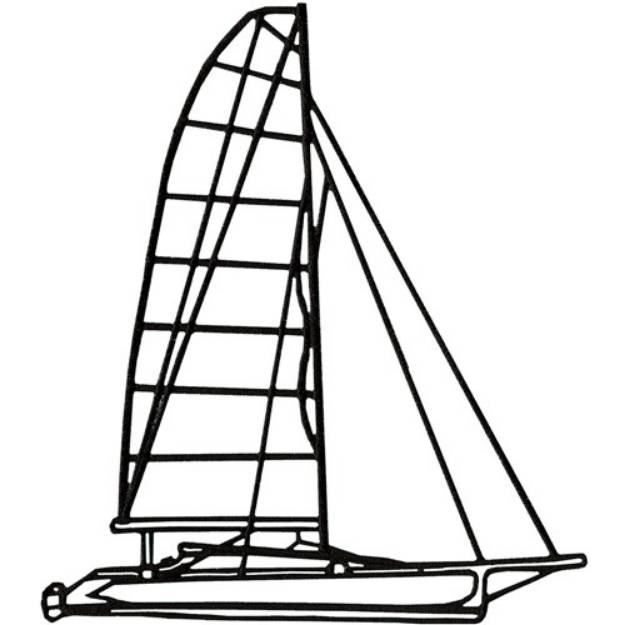 Picture of Yacht Outline Machine Embroidery Design