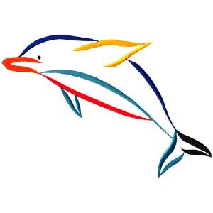 Picture of Multicolor Dolphin Machine Embroidery Design