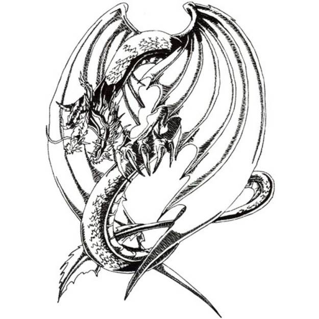 Picture of Dragon Outline Machine Embroidery Design