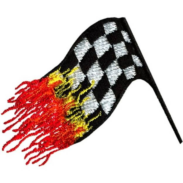 Picture of Burning Checked Flag Machine Embroidery Design
