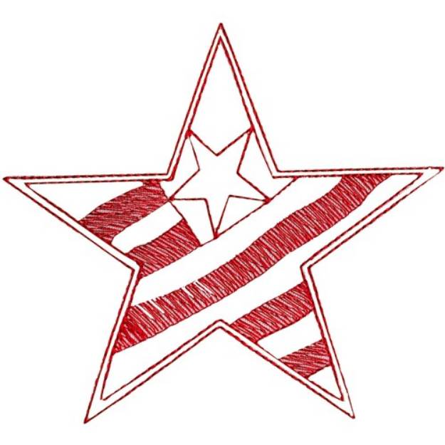 Picture of Star with Flag Machine Embroidery Design