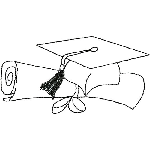 Cap and Diploma Machine Embroidery Design