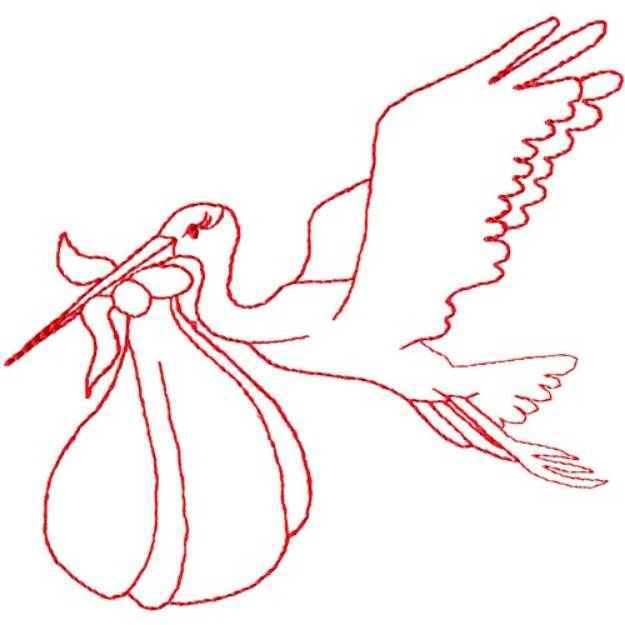 Picture of Stork with Baby Machine Embroidery Design