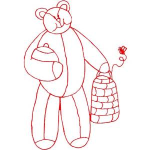 Picture of Honey Bear Ragwork Machine Embroidery Design
