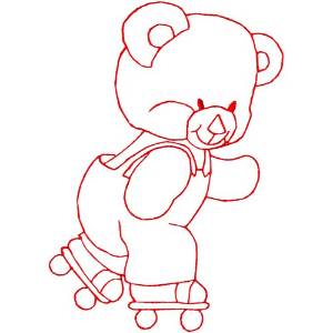 Picture of Roller Skating Bear Machine Embroidery Design