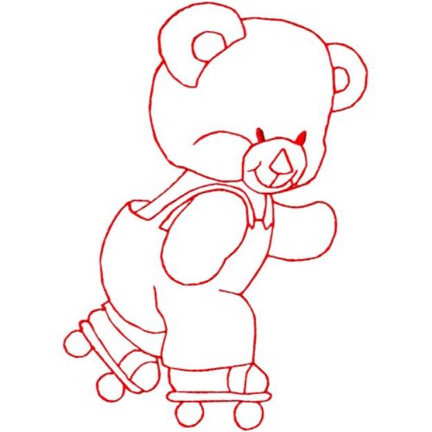 Picture of Roller Skating Bear Machine Embroidery Design
