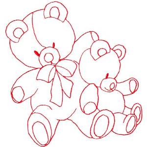Picture of Bear Buddies Redwork Machine Embroidery Design