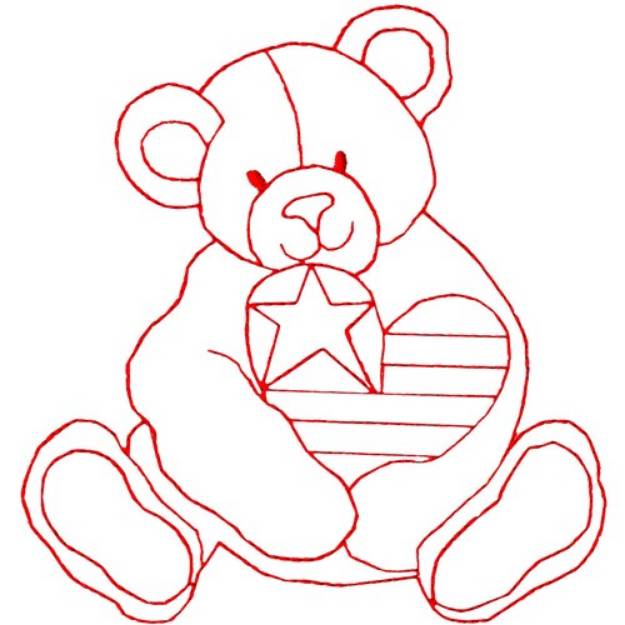 Picture of Bear Heart Ragwork Machine Embroidery Design